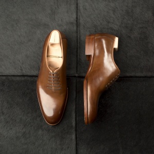 Spectacular Saint Crispin's Single Seam made to order Shoe: crust calf leather, classic last, Model 546, side view.