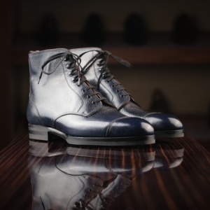 Made to Order Blue Lace Up Boots: Saint Crispin's Model #403